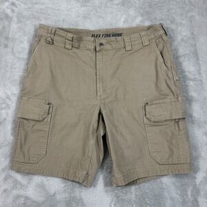 Flex Fire Hose Shorts Mens 40 Beige Canvas Gusseted Hammer Loops Carpenter Flex